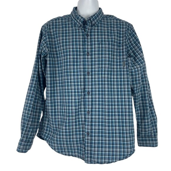 Columbia Mens Rapid River II Long Sleeve Button Down Plaid Shirt Large Blue - Picture 1 of 8